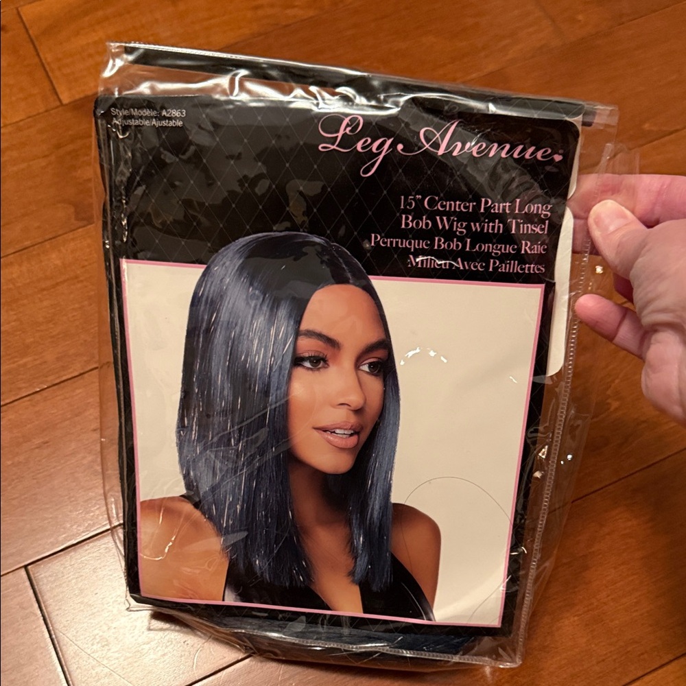 Leg Avenue Midnight Bob Wig with Tinsel